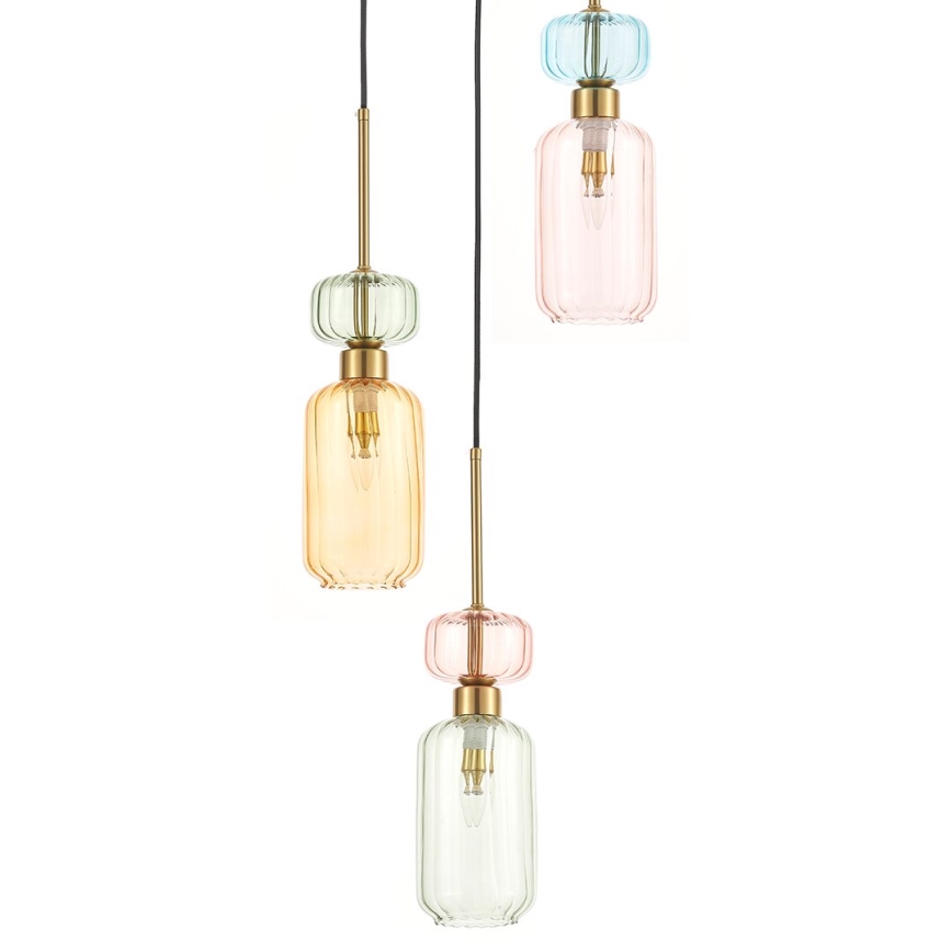Lampadario a sospensione con filo MOLLY 3xE14/40W/230V diametro 38 cm colorato