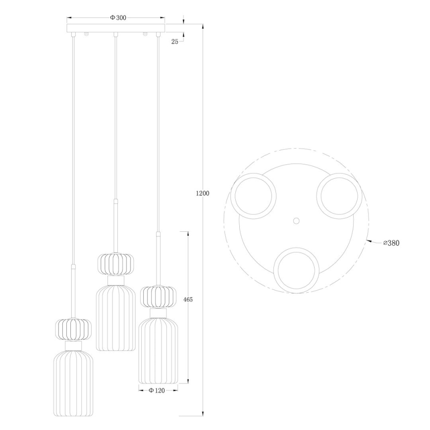 Lampadario a sospensione con filo MOLLY 3xE14/40W/230V diametro 38 cm colorato
