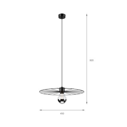 Lampadario a sospensione con filo MONTANA 1xE27/15W/230V diametro 45 cm nero