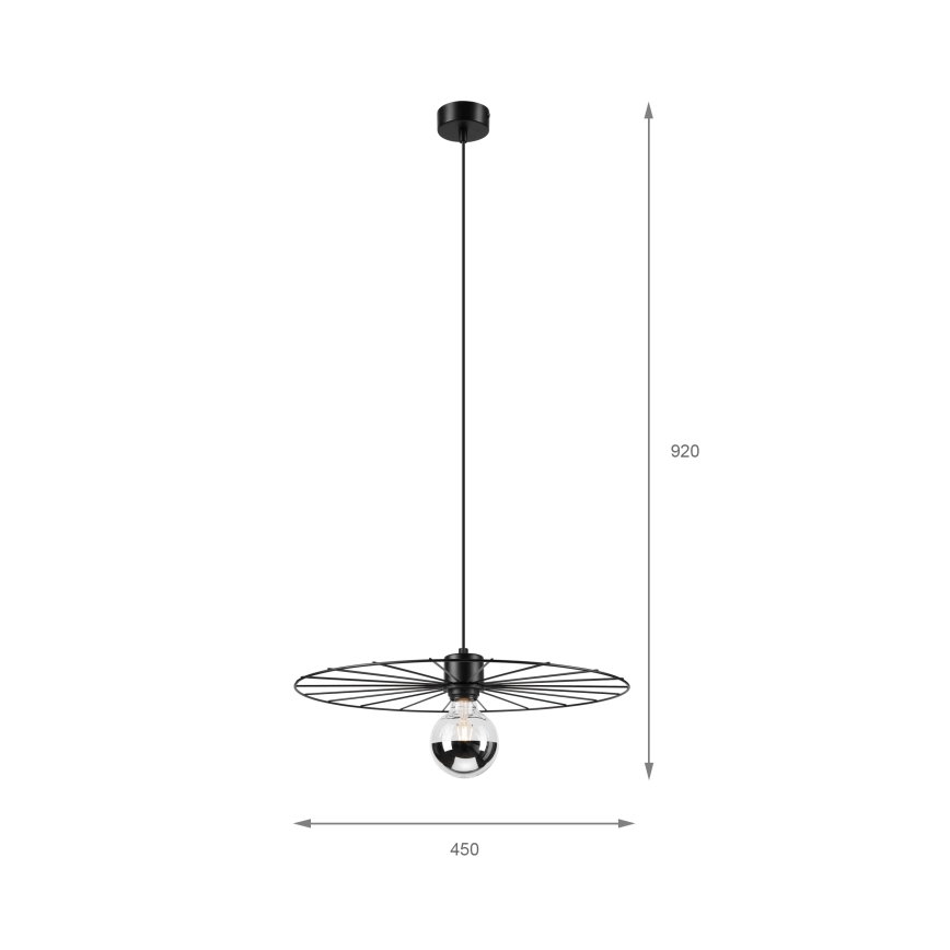 Lampadario a sospensione con filo MONTANA 1xE27/15W/230V diametro 45 cm nero