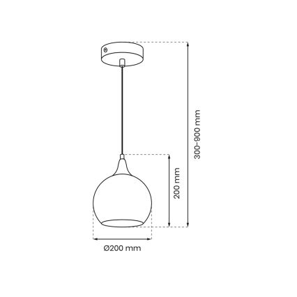 Lampadario a sospensione con filo MONTE 1xE27/60W/230V diametro 20 cm cromo opaco