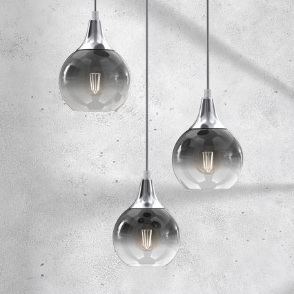 Lampadario a sospensione con filo MONTE 3xE27/60W/230V cromo opaco
