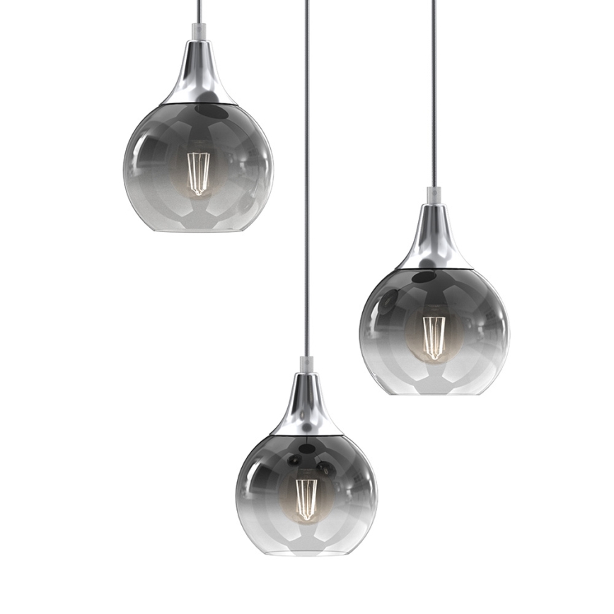 Lampadario a sospensione con filo MONTE 3xE27/60W/230V cromo opaco