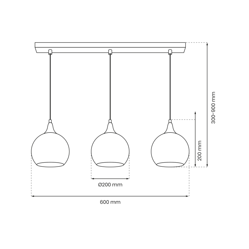 Lampadario a sospensione con filo MONTE 3xE27/60W/230V oro