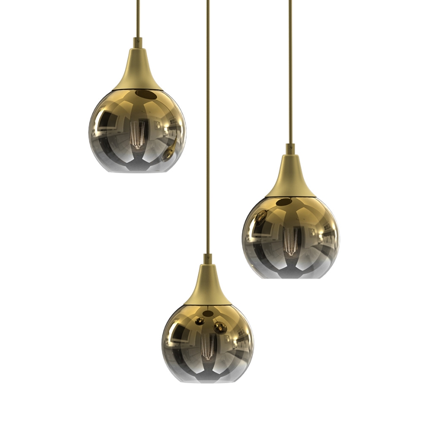 Lampadario a sospensione con filo MONTE 3xE27/60W/230V oro