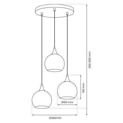 Lampadario a sospensione con filo MONTE 3xE27/60W/230V oro