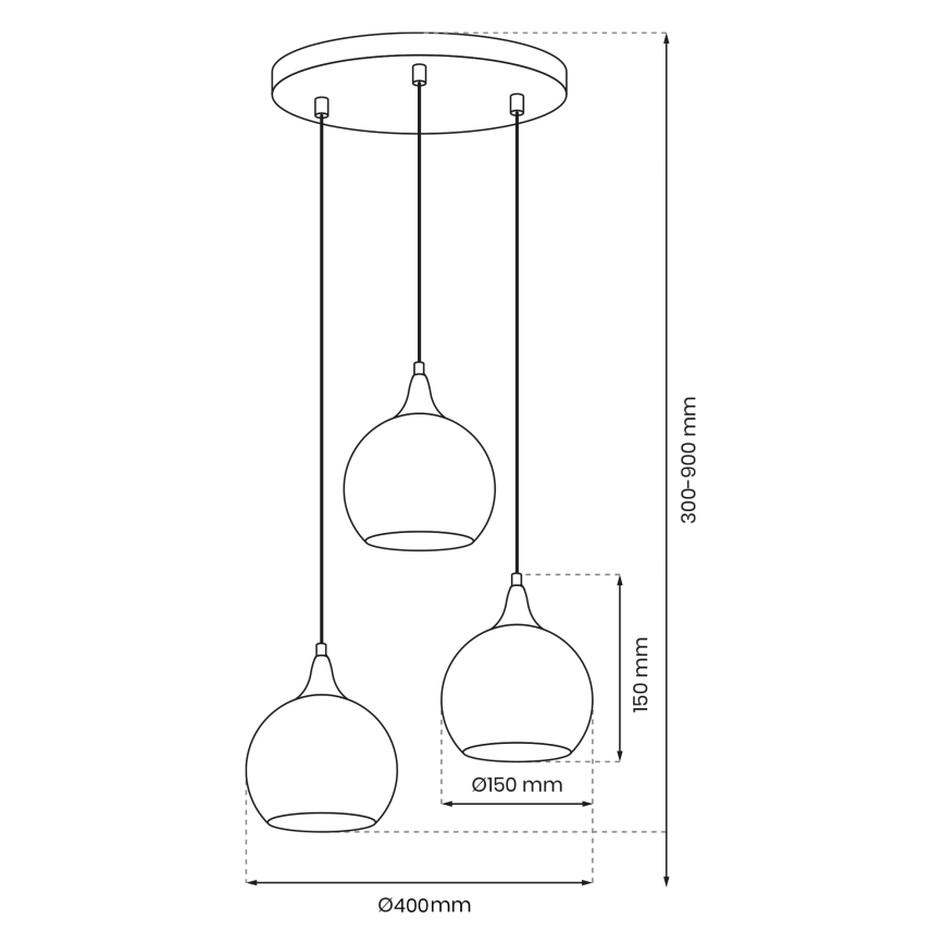 Lampadario a sospensione con filo MONTE 3xE27/60W/230V oro