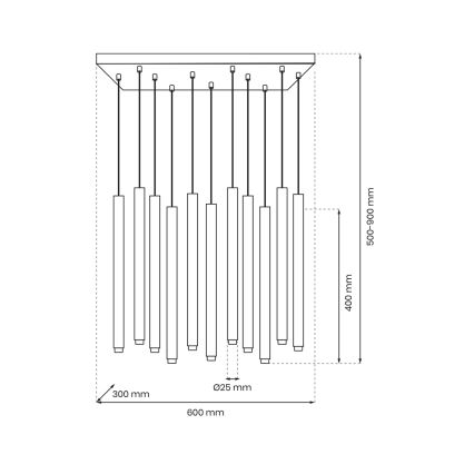 Lampadario a sospensione con filo MONZA 11xG9/8W/230V nero