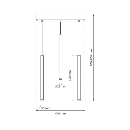 Lampadario a sospensione con filo MONZA 3xG9/8W/230V nero