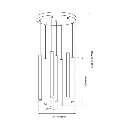 Lampadario a sospensione con filo MONZA 7xG9/8W/230V nero/oro