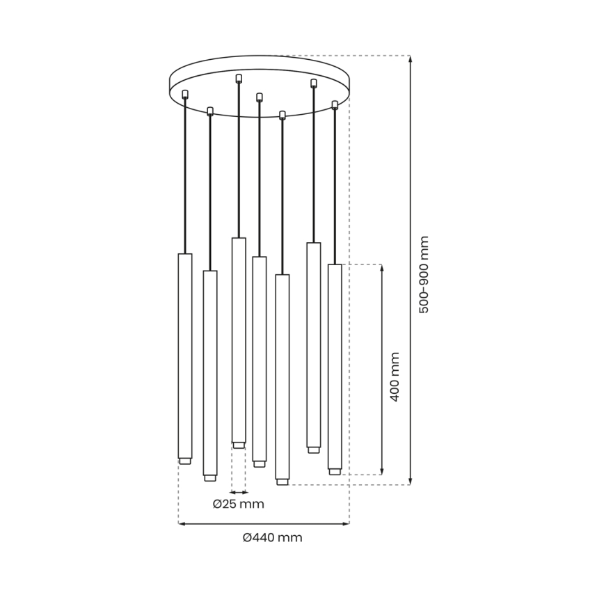 Lampadario a sospensione con filo MONZA 7xG9/8W/230V nero/oro