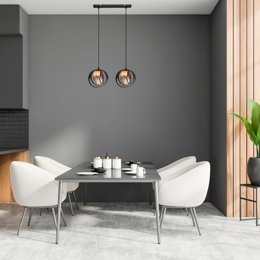 Lampadario a sospensione con filo MOONLIGHT 2xE27/15W/230V nero/rame
