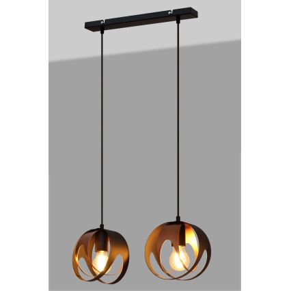Lampadario a sospensione con filo MOONLIGHT 2xE27/15W/230V nero/rame