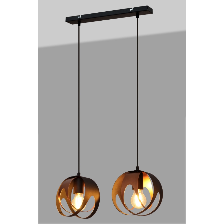 Lampadario a sospensione con filo MOONLIGHT 2xE27/15W/230V nero/rame