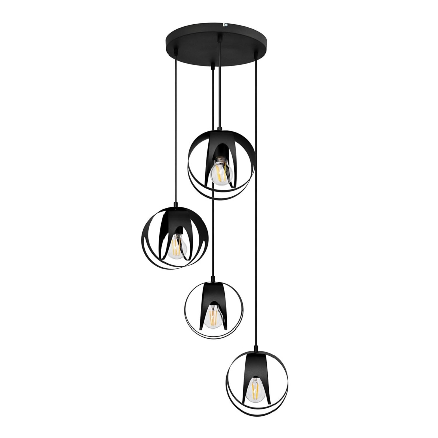 Lampadario a sospensione con filo MOONLIGHT 4xE27/15W/230V nero