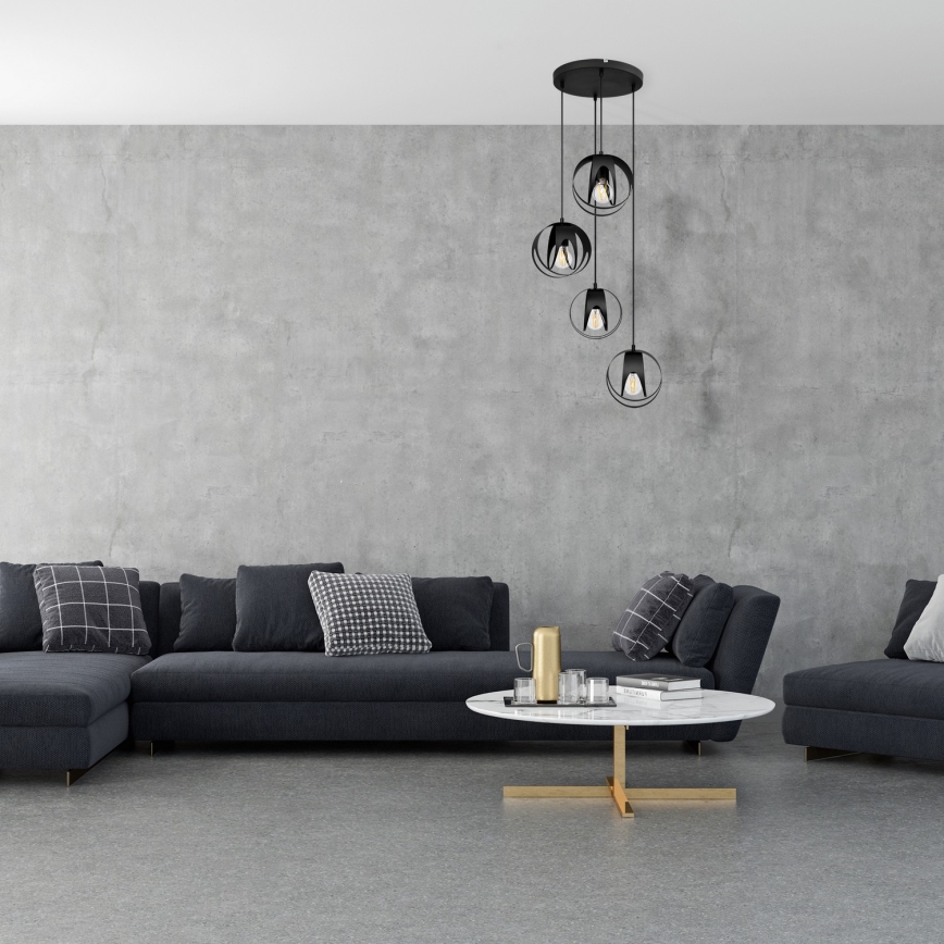 Lampadario a sospensione con filo MOONLIGHT 4xE27/15W/230V nero