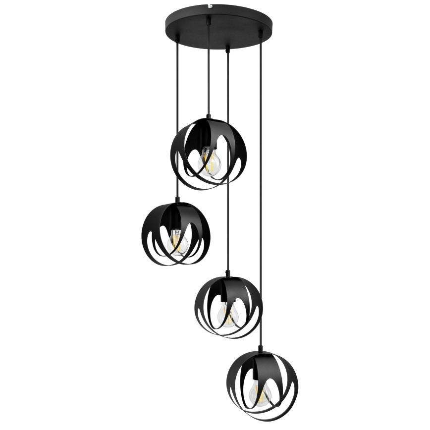 Lampadario a sospensione con filo MOONLIGHT 4xE27/15W/230V nero