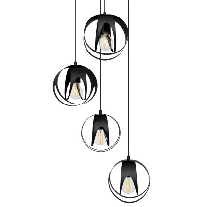 Lampadario a sospensione con filo MOONLIGHT 4xE27/15W/230V nero
