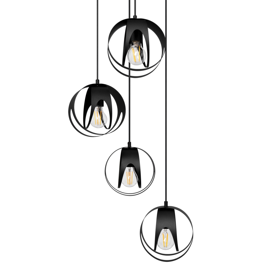 Lampadario a sospensione con filo MOONLIGHT 4xE27/15W/230V nero