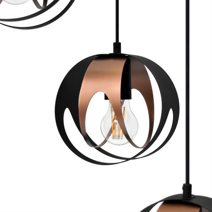 Lampadario a sospensione con filo MOONLIGHT 4xE27/15W/230V nero/rame