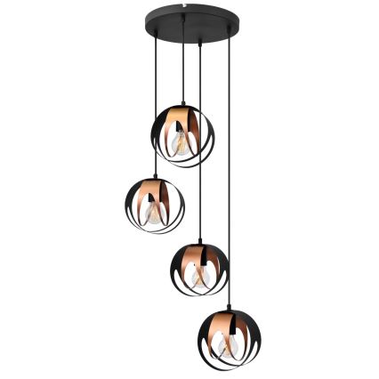 Lampadario a sospensione con filo MOONLIGHT 4xE27/15W/230V nero/rame