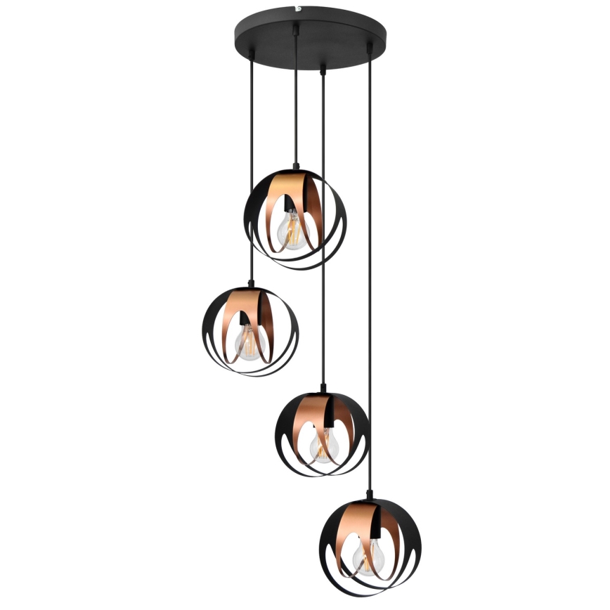 Lampadario a sospensione con filo MOONLIGHT 4xE27/15W/230V nero/rame