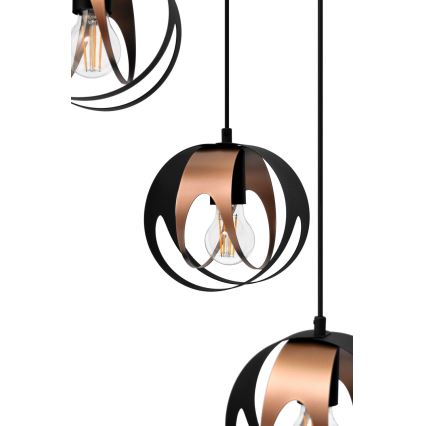 Lampadario a sospensione con filo MOONLIGHT 4xE27/15W/230V nero/rame