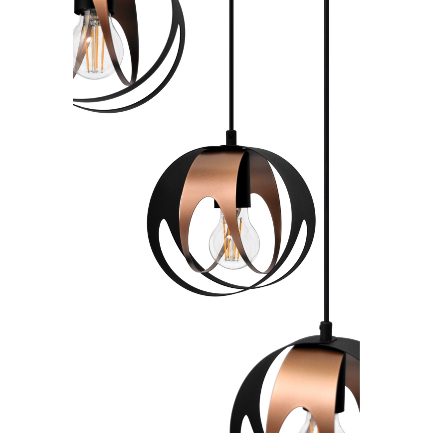 Lampadario a sospensione con filo MOONLIGHT 4xE27/15W/230V nero/rame