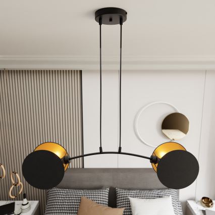 Lampadario a sospensione con filo MOTIF 2xE27/15W/230V nero