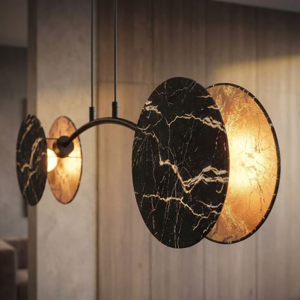 Lampadario a sospensione con filo MOTIF 2xE27/15W/230V nero/oro