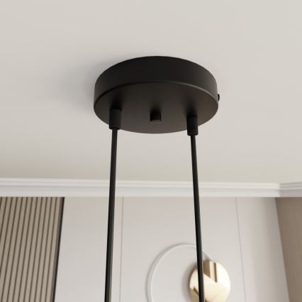Lampadario a sospensione con filo MOTIF 2xE27/15W/230V nero/oro