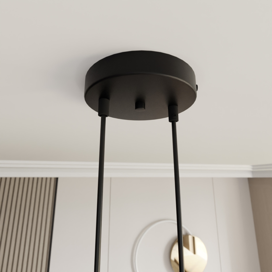 Lampadario a sospensione con filo MOTIF 2xE27/15W/230V nero/oro