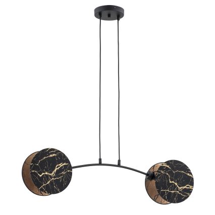Lampadario a sospensione con filo MOTIF 2xE27/15W/230V nero/oro