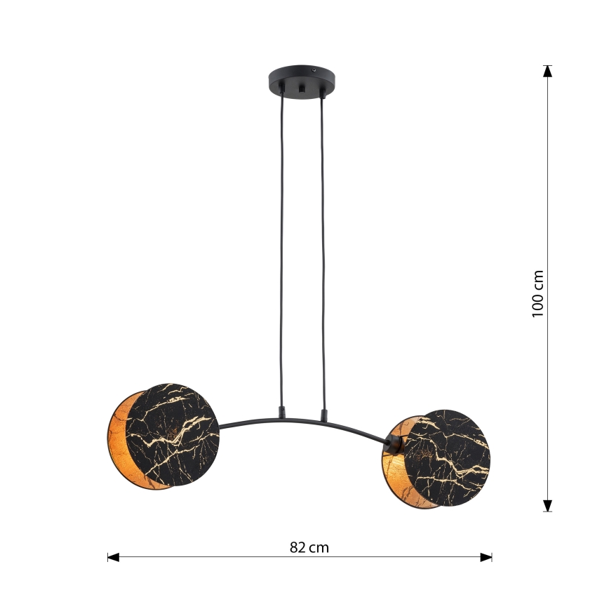 Lampadario a sospensione con filo MOTIF 2xE27/15W/230V nero/oro