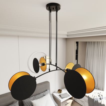 Lampadario a sospensione con filo MOTIF 4xE14/10W/230V nero