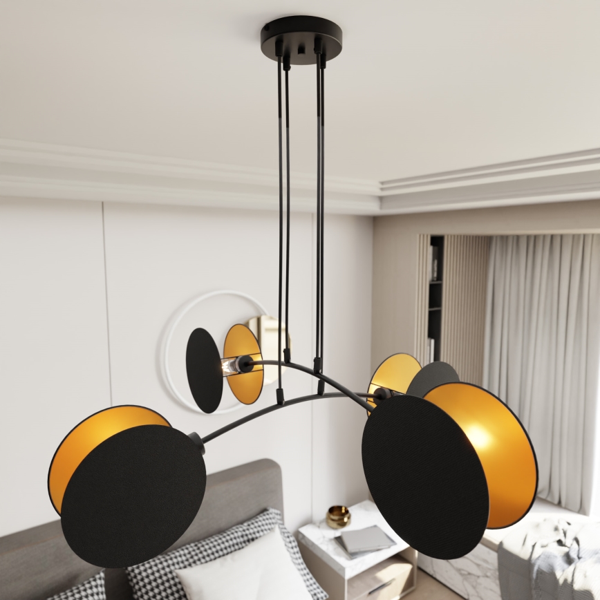 Lampadario a sospensione con filo MOTIF 4xE14/10W/230V nero
