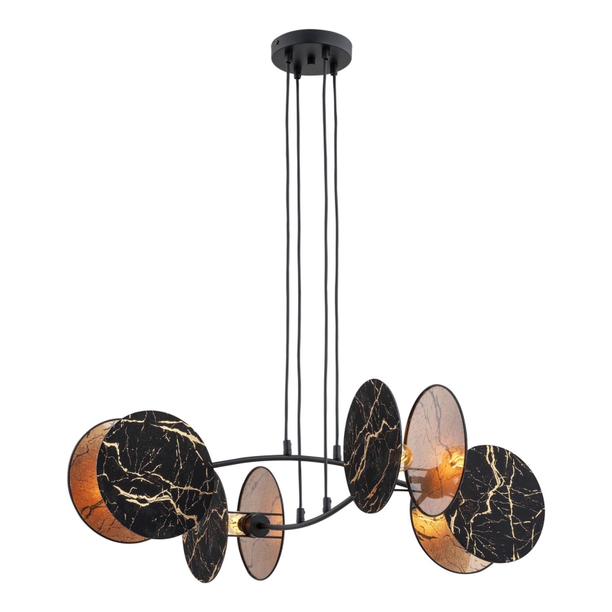 Lampadario a sospensione con filo MOTIF 4xE27/15W/230V nero/oro