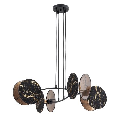 Lampadario a sospensione con filo MOTIF 4xE27/15W/230V nero/oro