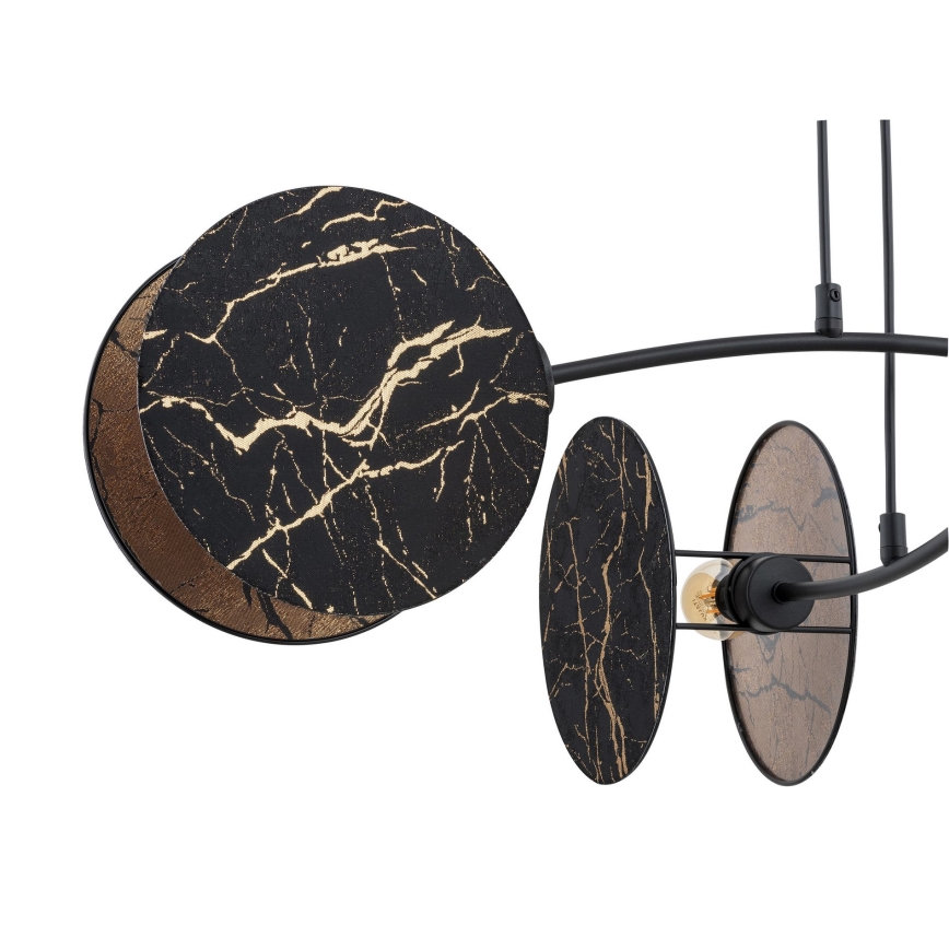 Lampadario a sospensione con filo MOTIF 4xE27/15W/230V nero/oro