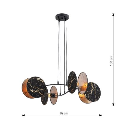 Lampadario a sospensione con filo MOTIF 4xE27/15W/230V nero/oro