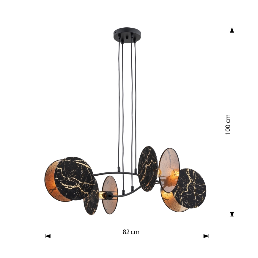 Lampadario a sospensione con filo MOTIF 4xE27/15W/230V nero/oro