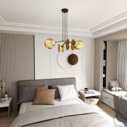 Lampadario a sospensione con filo MOTIF 4xE27/15W/230V oro