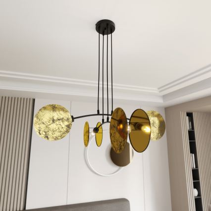 Lampadario a sospensione con filo MOTIF 4xE27/15W/230V oro