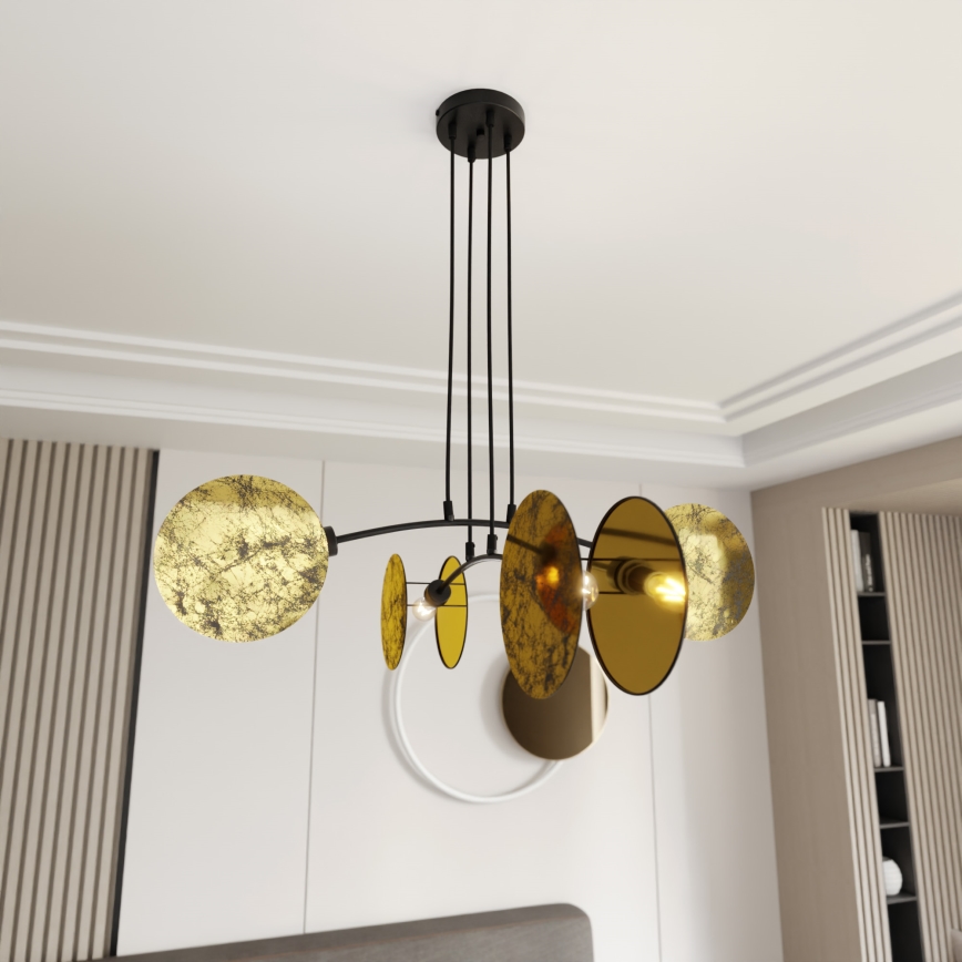 Lampadario a sospensione con filo MOTIF 4xE27/15W/230V oro