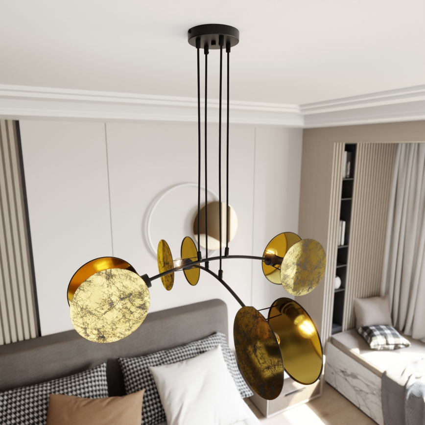 Lampadario a sospensione con filo MOTIF 4xE27/15W/230V oro