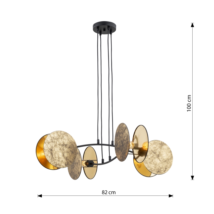 Lampadario a sospensione con filo MOTIF 4xE27/15W/230V oro