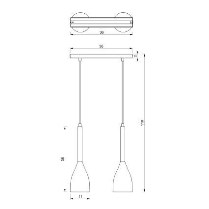 Lampadario a sospensione con filo MUZA 2xE27/60W/230V