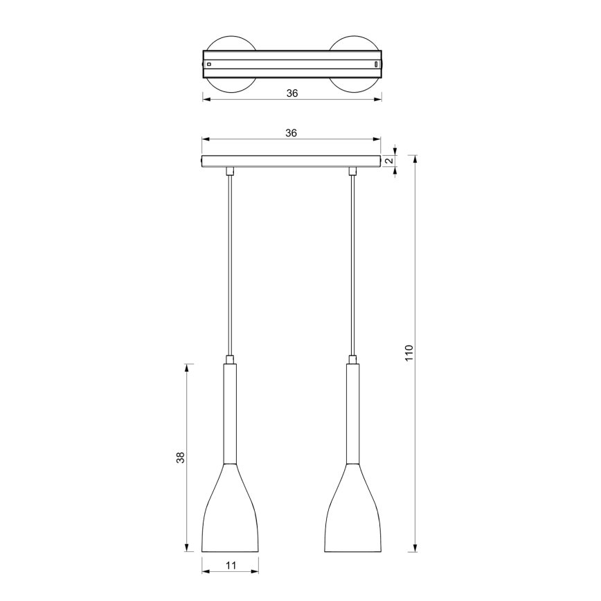 Lampadario a sospensione con filo MUZA 2xE27/60W/230V