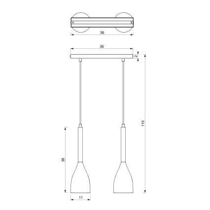 Lampadario a sospensione con filo MUZA 2xE27/60W/230V