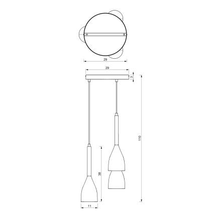 Lampadario a sospensione con filo MUZA 3xE27/60W/230V tondo